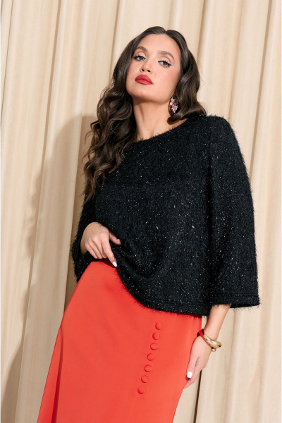 Блузон с круглым вырезом и юбка на резинке нарядный комплект Lissana 4989 - фото 2