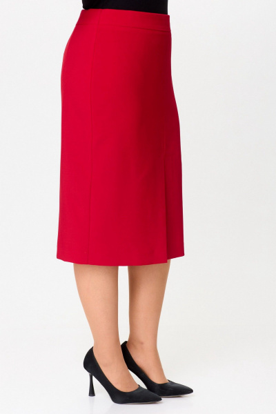 Юбка прямого силуэта с разрезом-шлицей деловой стиль БелЭльСтиль 597-2_47_22 красный однотон - фото 3
