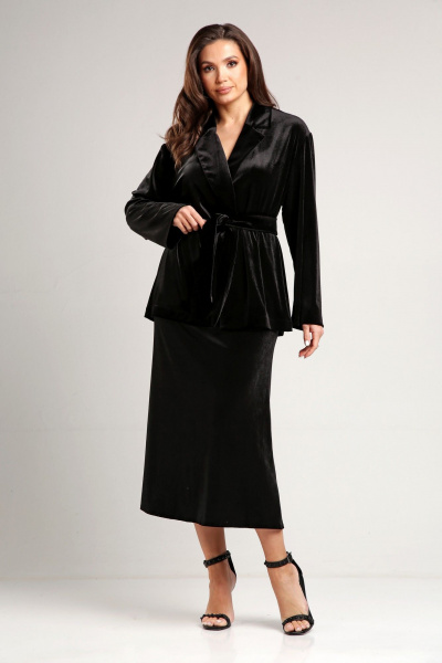 Демисезонный нарядный бархатный жакет на запах THE NAME 2363 - фото 6