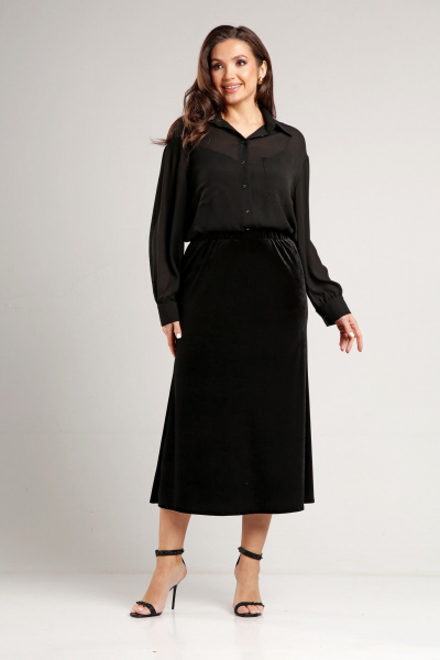 Демисезонная бархатная юбка А-силуэта на резинке THE NAME 2366 - фото 5