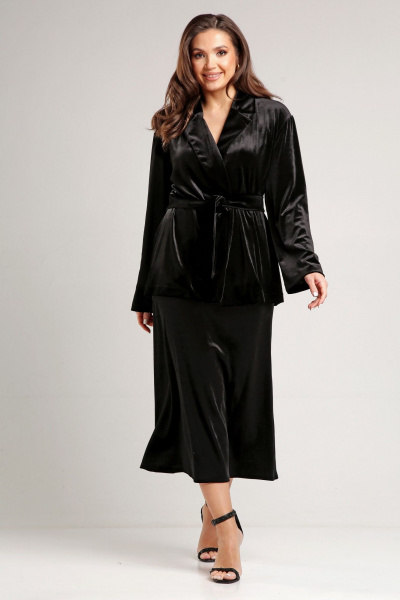 Демисезонная бархатная юбка А-силуэта на резинке THE NAME 2366 - фото 2