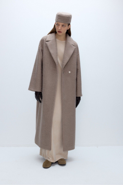 Бежевое демисезонное пальто с поясом и прорезными карманами PiRS 5673 бежевый - фото 7