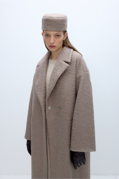 Бежевое демисезонное пальто с поясом и прорезными карманами PiRS 5673 бежевый - фото 6