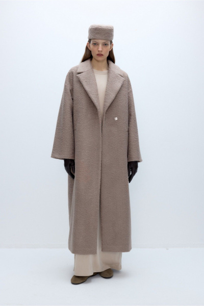 Бежевое демисезонное пальто с поясом и прорезными карманами PiRS 5673 бежевый - фото 5