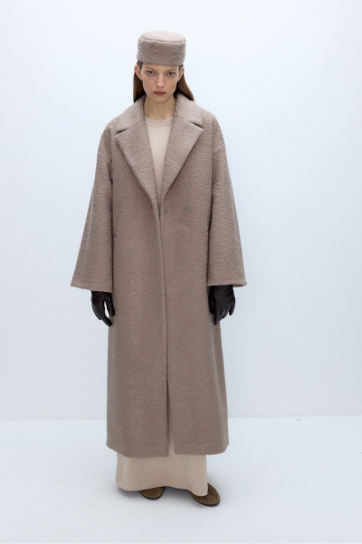 Бежевое демисезонное пальто с поясом и прорезными карманами PiRS 5673 бежевый - фото 1