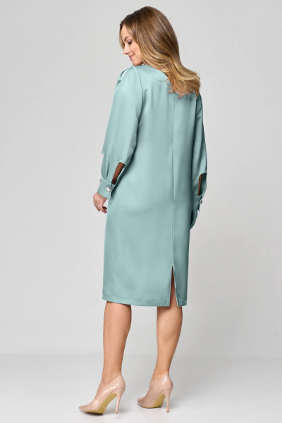Платье приталенное с V-образным вырезом и съёмным цветком EMWE 104 мята - фото 2