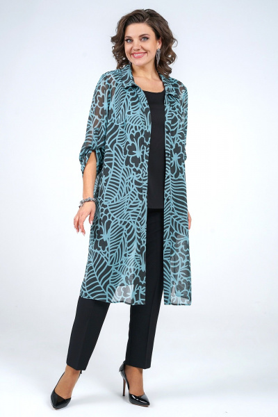 Блуза, брюки и туника из шифона и текстиля в стиле casual Alani Collection 2153 мятный - фото 1