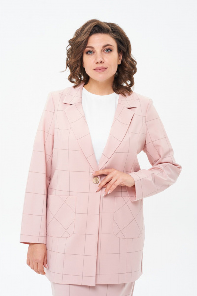 Деловой 3-предметный комплект: жакет, юбка, блуза Rishelie 837 нежно-розовый - фото 9