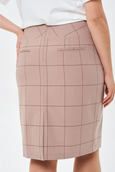 Деловой бежевый 3-предметный комплект: жакет, юбка, блуза Rishelie 837 бежевый - фото 7