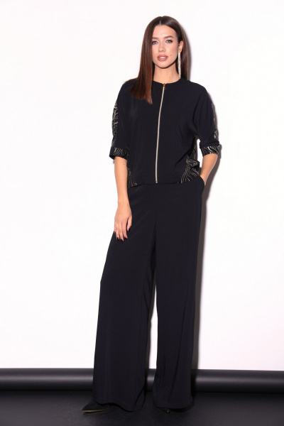 Костюм джемпер и широкие брюки из текстиля в нарядном стиле LM К8298 - фото 1