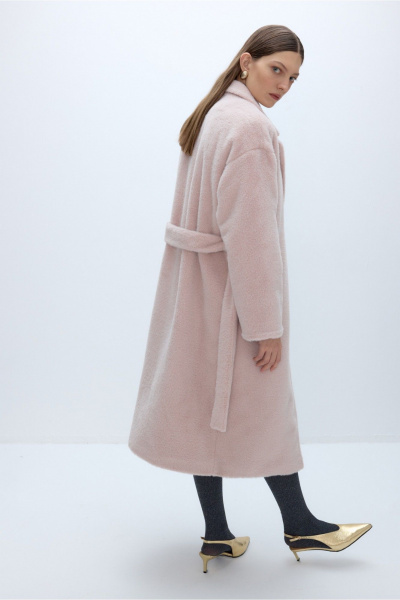 Пальто из искусственного меха прямое свободное PiRS 5702 розовый - фото 6