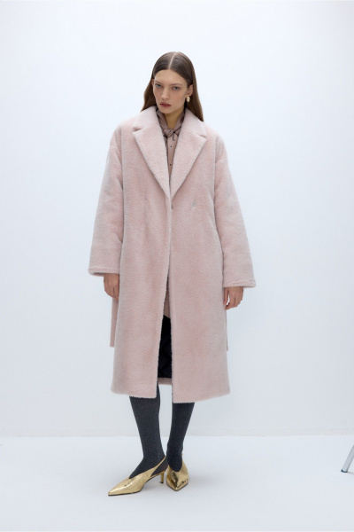 Пальто из искусственного меха прямое свободное PiRS 5702 розовый - фото 5