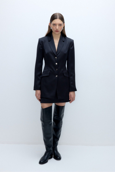 Костюм 2-ка жакет и юбка из атласа PiRS 5704 черный - фото 8