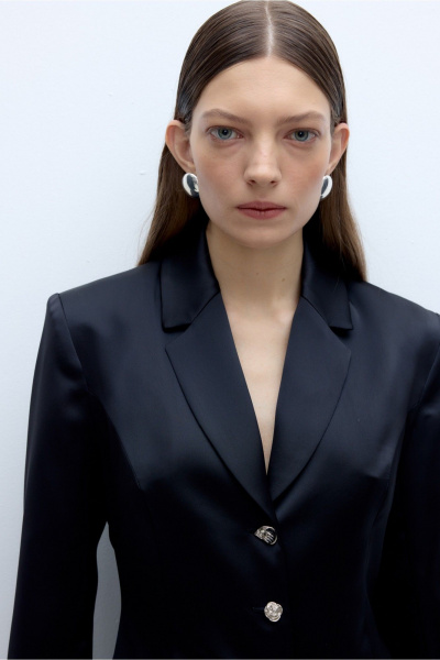 Костюм 2-ка жакет и юбка из атласа PiRS 5704 черный - фото 6