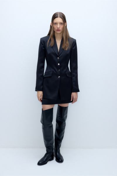 Костюм 2-ка жакет и юбка из атласа PiRS 5704 черный - фото 4