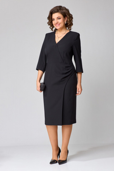 Черное платье с асимметричным вырезом и стразами Орхидея 1497 - фото 6