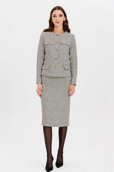 Деловой комплект из текстиля с зауженной юбкой и жакетом Ларс Стиль 1007 - фото 6