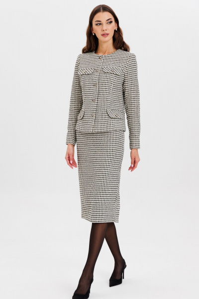 Деловой комплект из текстиля с зауженной юбкой и жакетом Ларс Стиль 1007 - фото 1