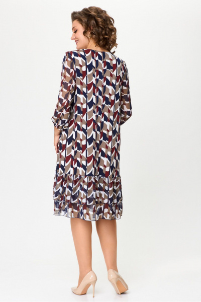 Мультиколорное платье из трикотажа и экокожи для любого события DaLi 4425.1 мультиколор - фото 5