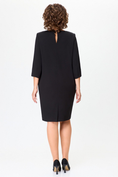 Классическое платье из текстиля с украшениями DaLi 7014 черный - фото 4