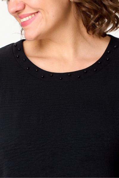 Черная блуза и брюки из текстиля для повседневных образов DaLi 3689.2 чёрный - фото 3