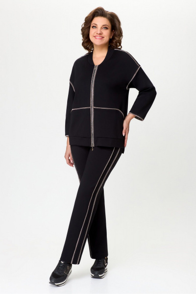 Брюки и жакет из трикотажа для повседневного стиля DaLi 5730.2 черный - фото 7