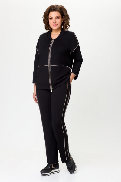 Брюки и жакет из трикотажа для повседневного стиля DaLi 5730.2 черный - фото 1
