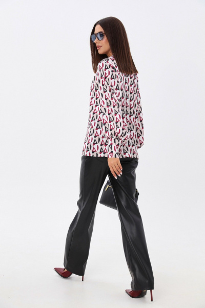 Модная блуза из ткани с геометрическим принтом и V-вырезом LM ВИ1621 геометрия - фото 10