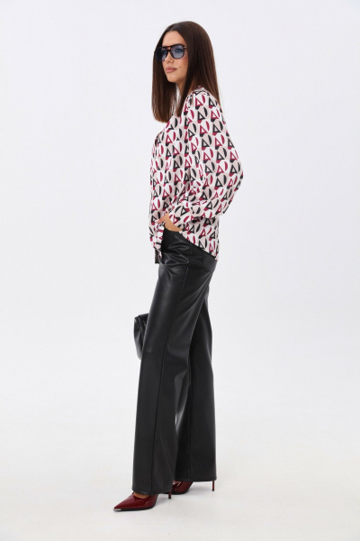 Модная блуза из ткани с геометрическим принтом и V-вырезом LM ВИ1621 геометрия - фото 7
