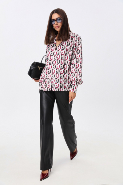 Модная блуза из ткани с геометрическим принтом и V-вырезом LM ВИ1621 геометрия - фото 6