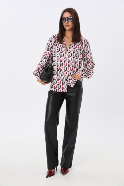 Модная блуза из ткани с геометрическим принтом и V-вырезом LM ВИ1621 геометрия - фото 5