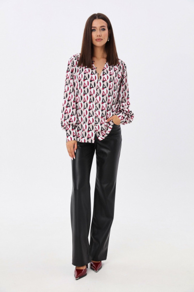 Модная блуза из ткани с геометрическим принтом и V-вырезом LM ВИ1621 геометрия - фото 4