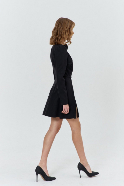 Платье с бриллиантовым силуэтом и съемной брошью для нарядных выходов COCKTAIL M108-1 черный - фото 8