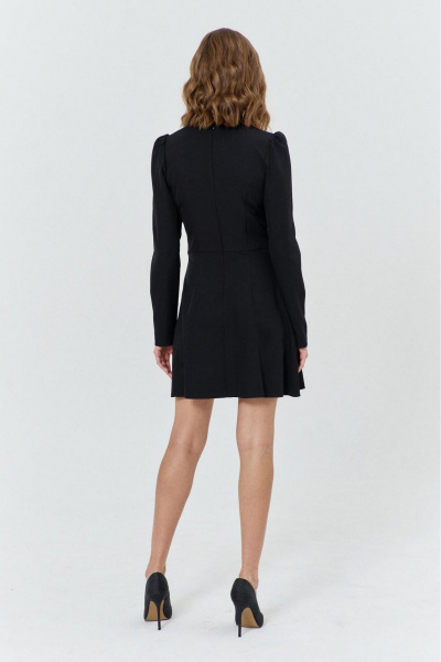 Платье с бриллиантовым силуэтом и съемной брошью для нарядных выходов COCKTAIL M108-1 черный - фото 6