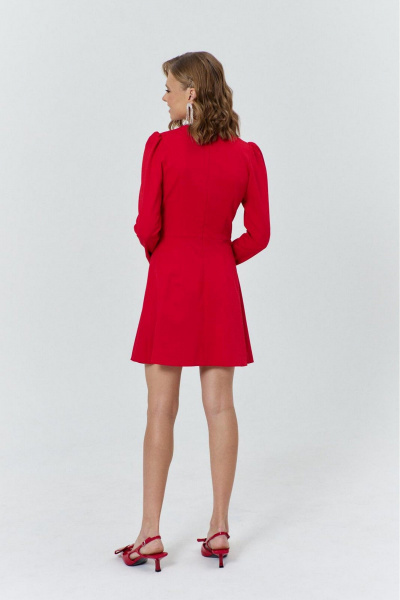Платье с вырезом «сердечко» и декоративным брошью для особых случаев COCKTAIL M108-2 красный - фото 3