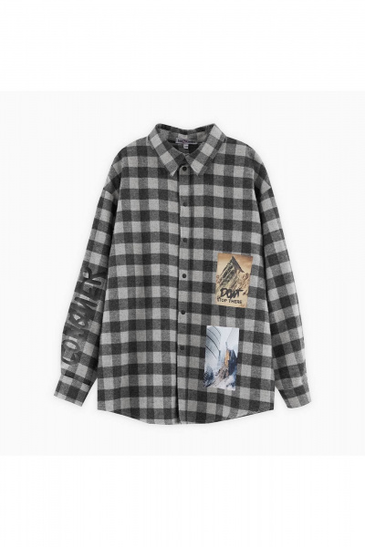 Рубашка в клетку из фланели с авторскими печатями Bell Bimbo 243140 клетка - фото 1