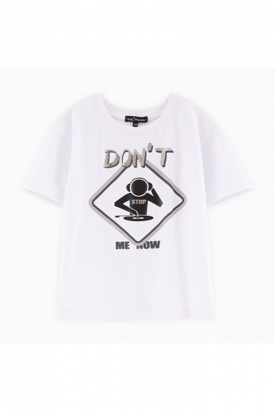 Белая футболка с авторским декором и спущенным плечом Bell Bimbo 242236 белый - фото 1