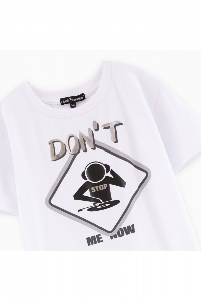 Белая футболка с авторским декором и спущенным плечом Bell Bimbo 242236 белый - фото 2