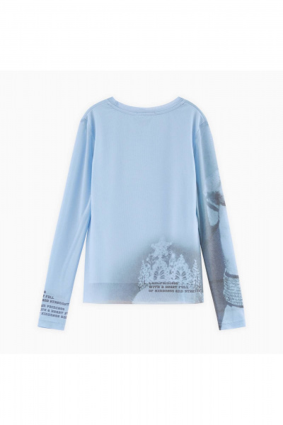 Дизайнерский голубой лонгслив с авторским принтом Bell Bimbo 242229 голубой - фото 3