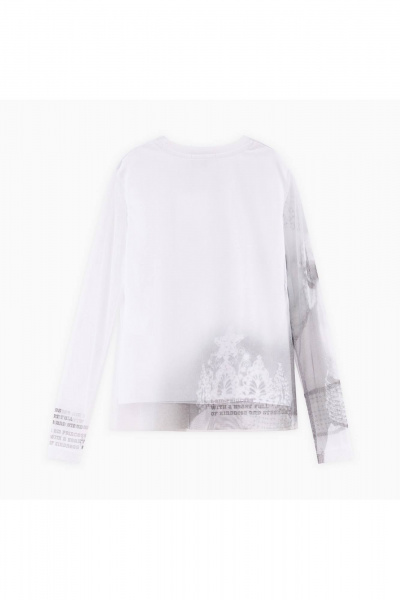 Дизайнерский белый лонгслив с комбинированными материалами Bell Bimbo 242229 белый - фото 2