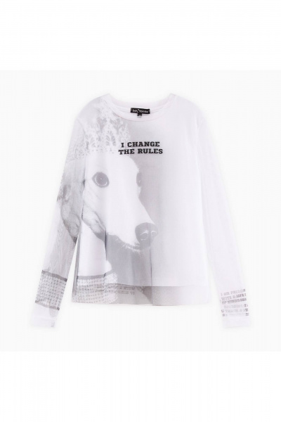 Дизайнерский белый лонгслив с комбинированными материалами Bell Bimbo 242229 белый - фото 1