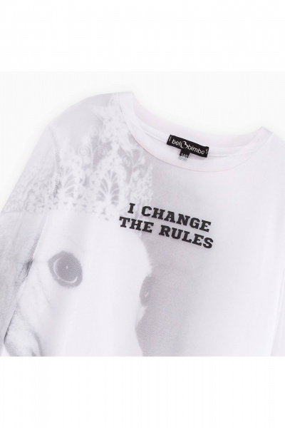 Дизайнерский белый лонгслив с комбинированными материалами Bell Bimbo 242229 белый - фото 3