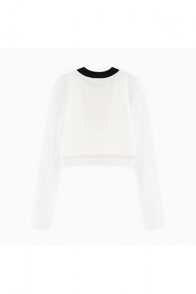 Укороченный трикотажный джемпер с авторской печатью Bell Bimbo 242222 молоко - фото 3