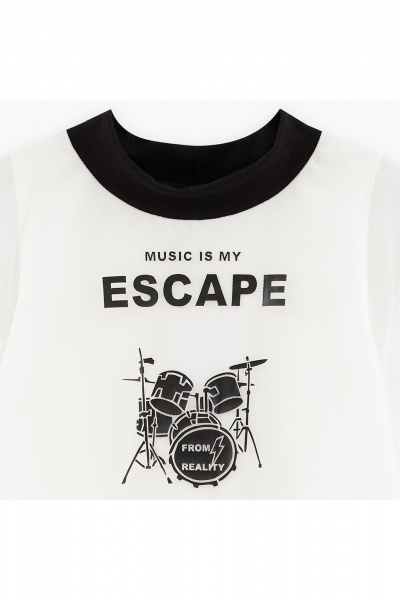 Укороченный трикотажный джемпер с авторской печатью Bell Bimbo 242222 молоко - фото 2