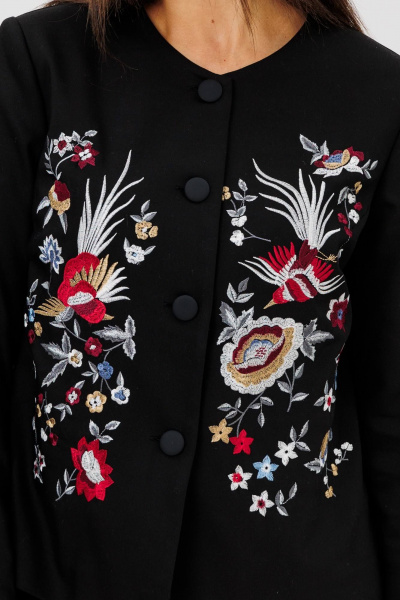 Костюм из жакета и брюк с вышивкой и свободным силуэтом Ma Сherie 3111 черный - фото 7