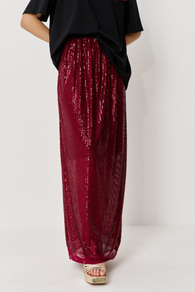 Юбка в стиле нарядной классики с стразами и длиной макси FLAIM 1130.02 марсала - фото 3