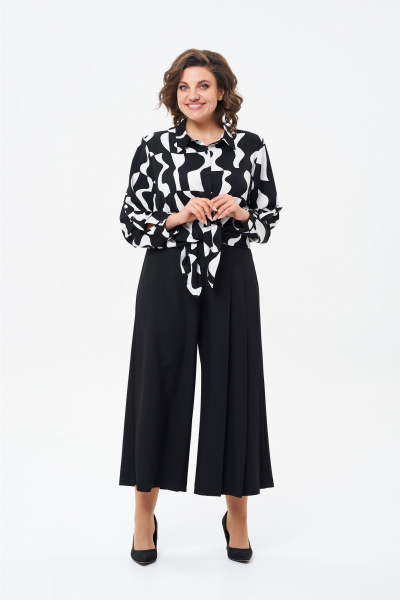 Деловой комплект из блузки и широких брюков из вискозы Rishelie 974 - фото 3