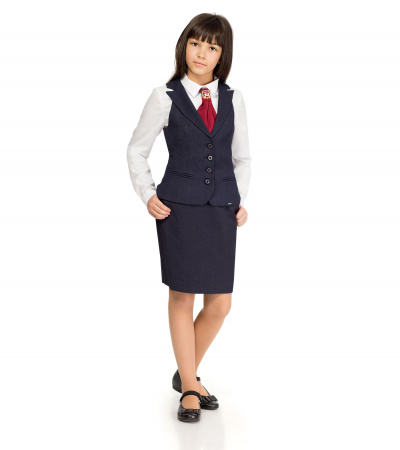 Прямая юбка на резинке с шлицей и боковыми карманами Panda Kids ПА-05051С синий - фото 1