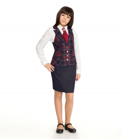 Полуприлегающий жилет девочковый с прорезными карманами и кантами Panda Kids ПА-05237С сине-зеленый - фото 1