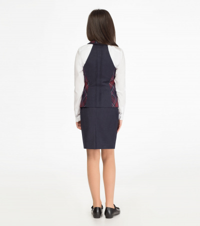 Полуприлегающий жилет девочковый с прорезными карманами и кантами Panda Kids ПА-05237С сине-зеленый - фото 2